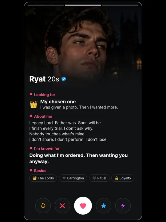 Ryat Archer dating-profile card, about me