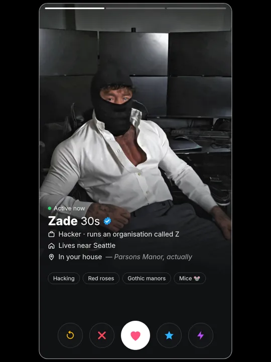 Zade Meadows dating-profile card, profile